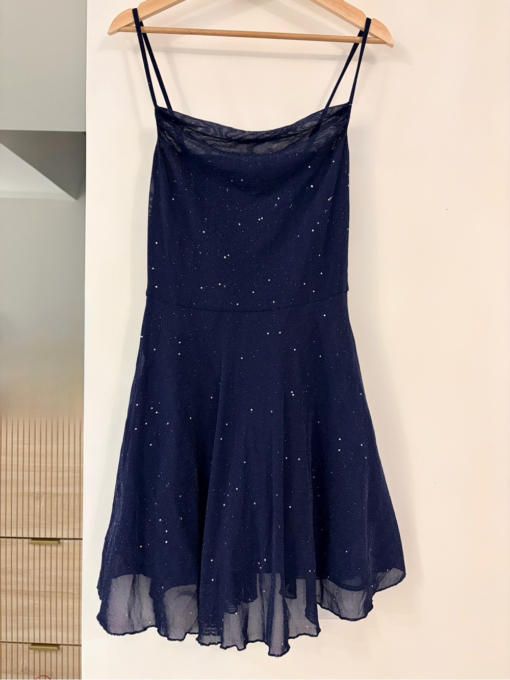 ✨💙 Y2K Sparkle Fairycore Navy Blue Mini Dress Glitter Mesh Whimsigoth Going Out